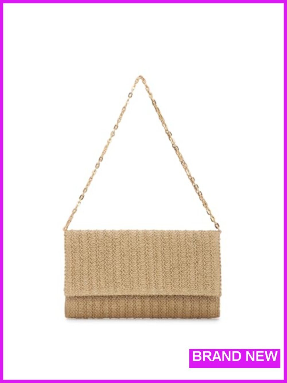 Straw Clutch Purse with Detachable Chain Crossbody Beach Woven Envelope